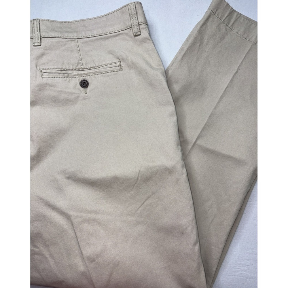 LL  Bean Mens Size‎ 36x30 Pants Khaki Tan Flat Front Natural Fit Cotton Stretch